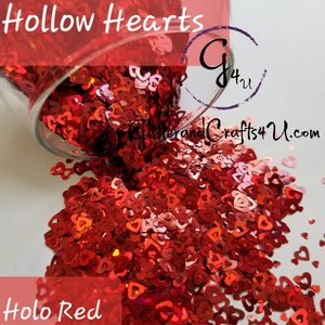5mm Hollow Hearts - Holo Red