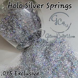 Fine Hex Laser Cut .015” Premium Polyester Glitter - Holo Silver Springs