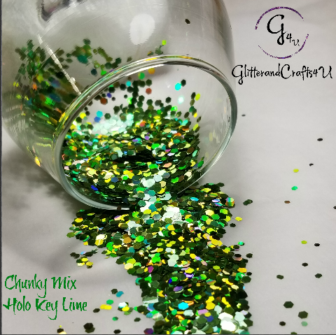 .094 & .062 Hex Ultra Premium Chunky Polyester Glitter - Holo Key Lime Green