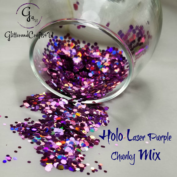 .094 & .062 Hex Ultra Premium Chunky Polyester Glitter - Holo Laser Purple