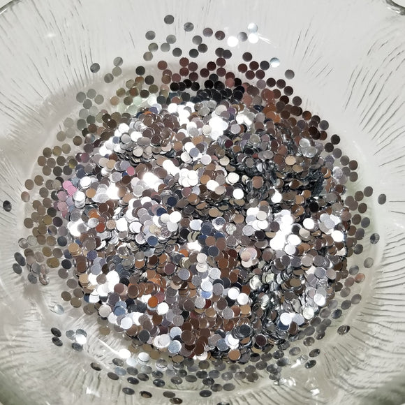 3mm Round Dot Glitter - Chrome Silver