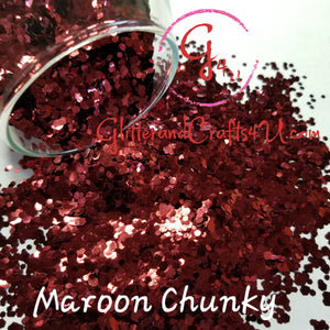 Glitter and Crafts 4U .094 & .062 Mix Ultra Premium Polyester Glitter - Maroon Chunky 2oz