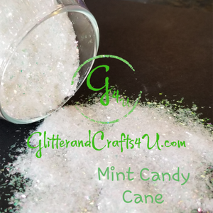 Ultra Premium Iridescent Polyester Glitter "Cuts" - Mint Candy Cane