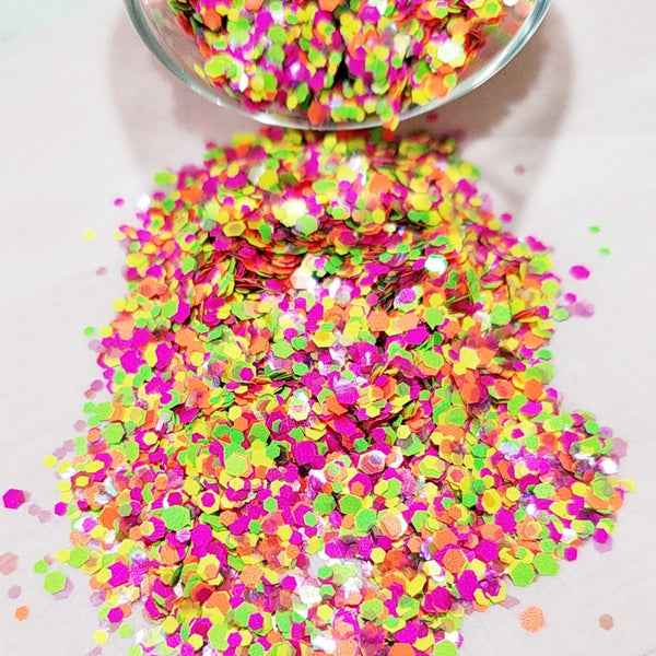 Glitter And Crafts 4U .094 & .062 Mix Ultra Premium Polyester Glitter -  Neon Confetti with Blue – Glitter and Crafts 4U