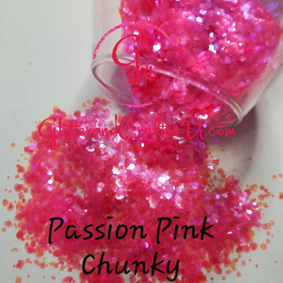 Chunky Iridescent Polyester Glitter - Passion Pink Chunky