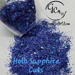 Ultra Premium Holographic Polyester Glitter Pieces - Holo Sapphire Cuts