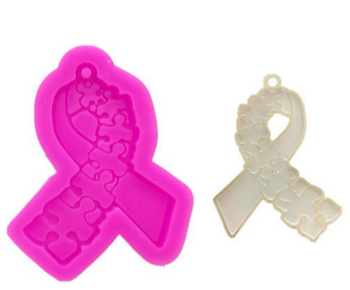 Ribbon with Puzzle Pieces Keychain Mold