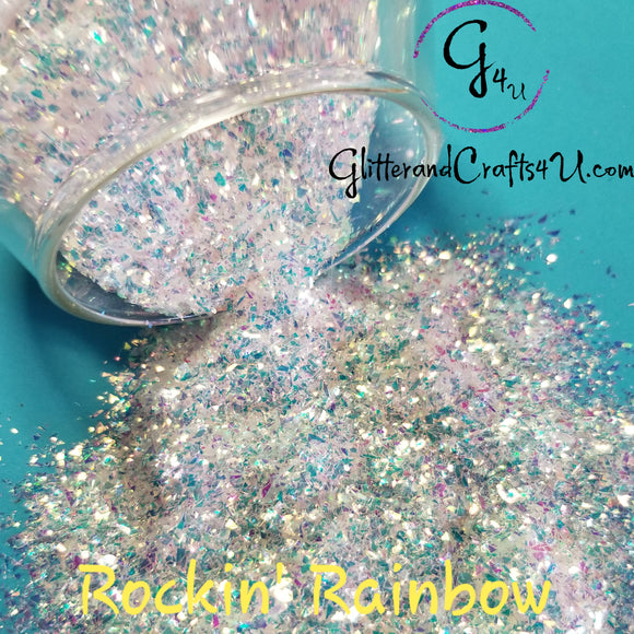 Ultra Premium Iridescent Polyester Glitter Pieces - Rockin' Rainbow Cuts