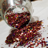 .094 & .062 Hex Ultra Premium Holographic Chunky Polyester Glitter Mix - Holographic Ruby Sunset