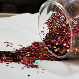 .094 & .062 Hex Ultra Premium Holographic Chunky Polyester Glitter Mix - Holographic Ruby Sunset