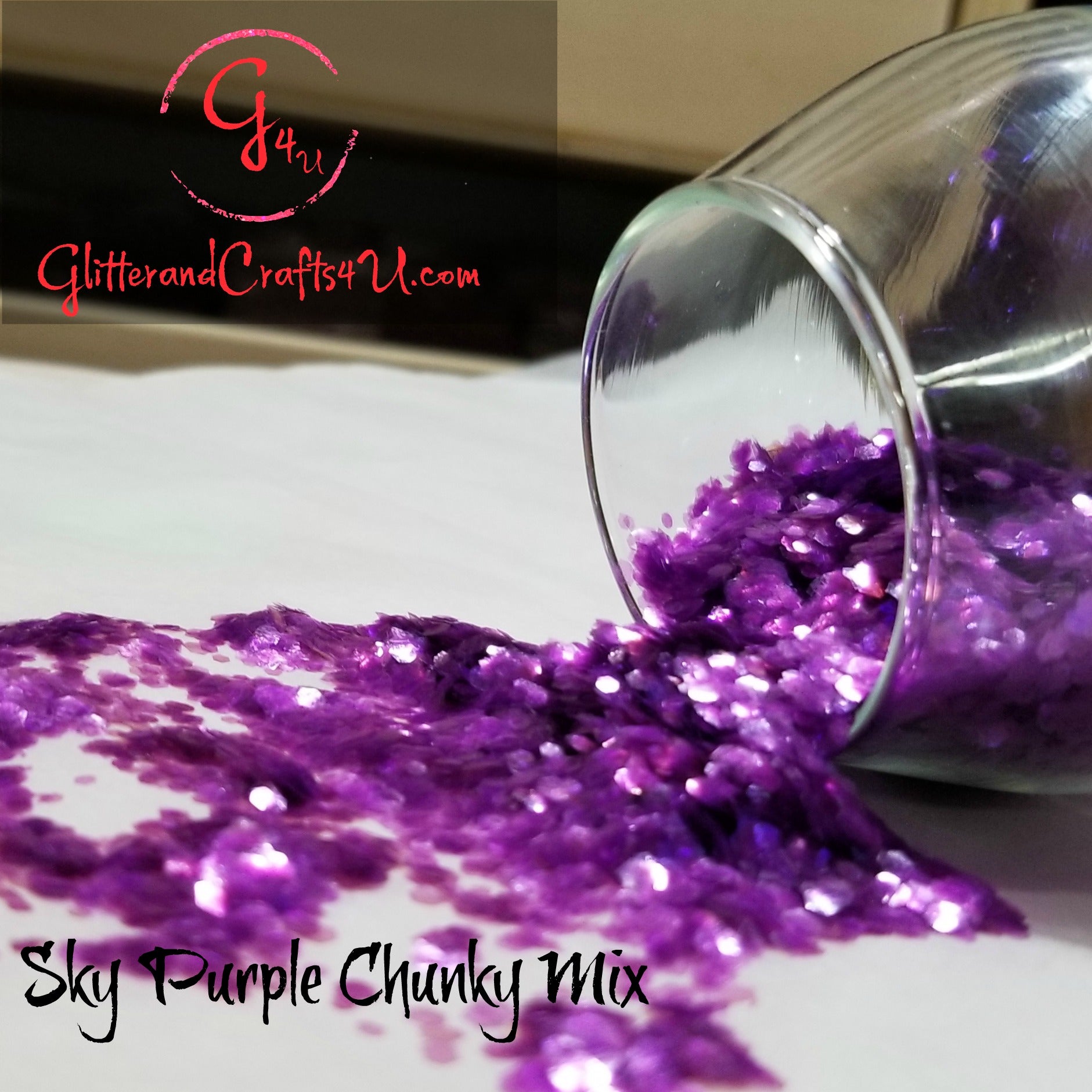 Glitter and Crafts 4U .094 & .062 Mix Ultra Premium Polyester Glitter - Sky Purple 2oz