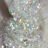 .015 - .040 Hex & Diamond Ultra Premium IR Polyester Glitter Mix - Snow Diamonds
