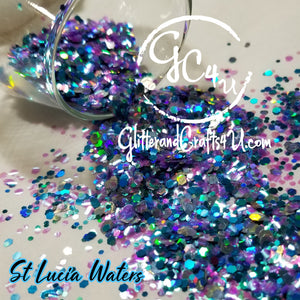 .094 & .062 Hex Ultra Premium Chunky Polyester Glitter Mix - St Lucia Waters