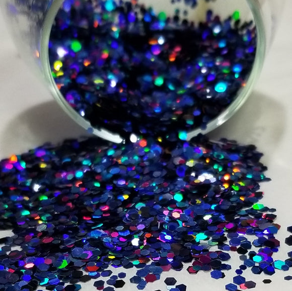.094 & .062 Hex Ultra Premium Holographic Chunky Polyester Glitter Mix - Tangled up in Blue