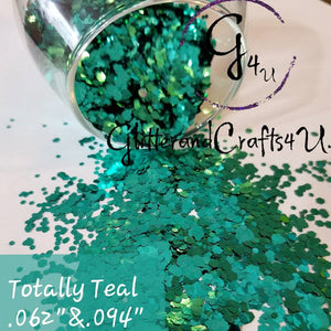 .062 & .094 Hex Ultra Premium Chunky Polyester Glitter - Totally Teal Chunky