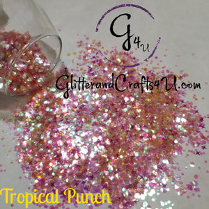 .062, .094 Hex & Diamonds with 4pt stars Ultra Premium Chunky Polyester Glitter - Tropical Punch