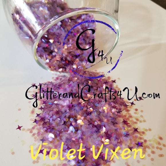 .062 & Diamonds with 4point stars Hex Ultra Premium Chunky Polyester Glitter -Violet Vixen