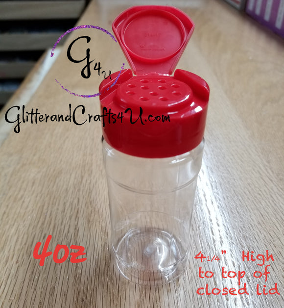 4oz. Round Glitter Shaker with Red Shake Top Lid